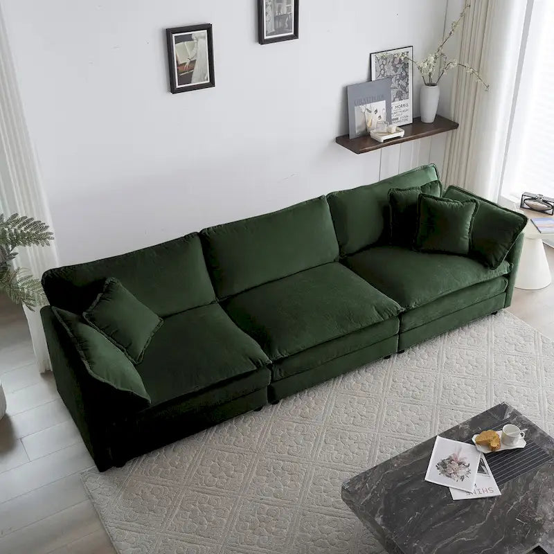 Canapé d'angle en chenille pour salon