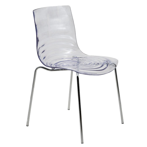 Chaise de salle à manger en acrylique Astor avec pieds chromés Chaise d'appoint moderne Design « Vagues »