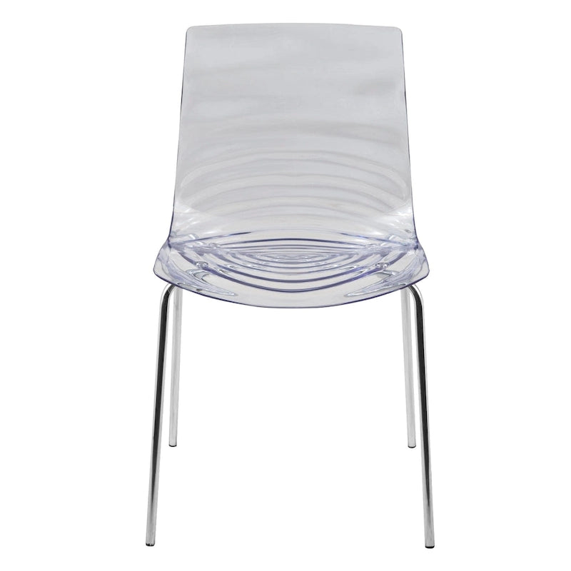 Chaise de salle à manger en acrylique Astor avec pieds chromés Chaise d'appoint moderne Design « Vagues »
