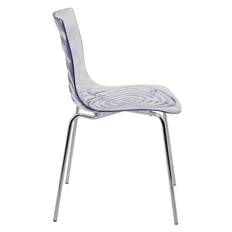 Chaise de salle à manger en acrylique Astor avec pieds chromés Chaise d'appoint moderne Design « Vagues »