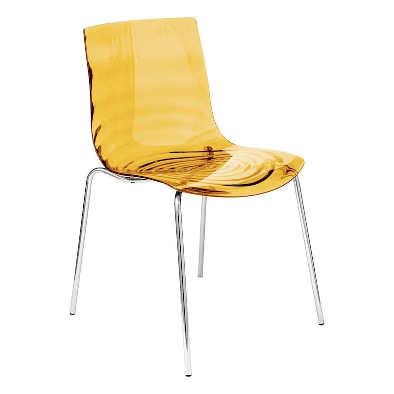 Chaise de salle à manger en acrylique Astor avec pieds chromés Chaise d'appoint moderne Design « Vagues »