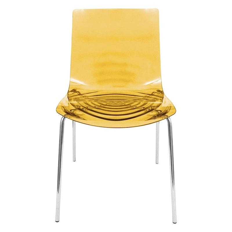 Chaise de salle à manger en acrylique Astor avec pieds chromés Chaise d'appoint moderne Design « Vagues »