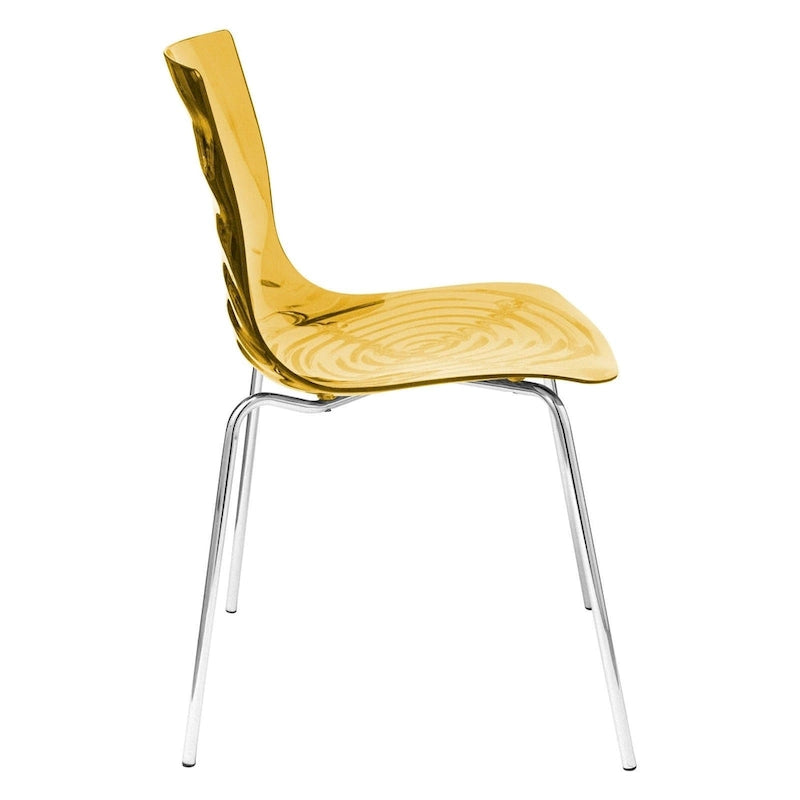 Chaise de salle à manger en acrylique Astor avec pieds chromés Chaise d'appoint moderne Design « Vagues »