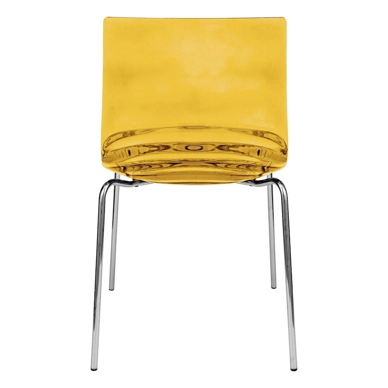 Chaise de salle à manger en acrylique Astor avec pieds chromés Chaise d'appoint moderne Design « Vagues »