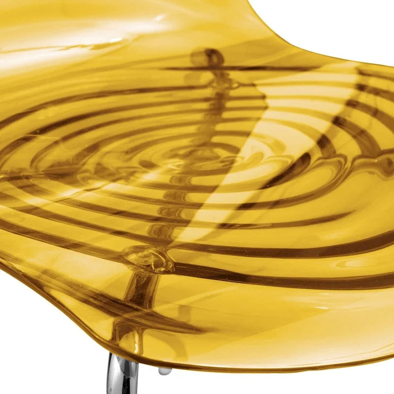 Chaise de salle à manger en acrylique Astor avec pieds chromés Chaise d'appoint moderne Design « Vagues »