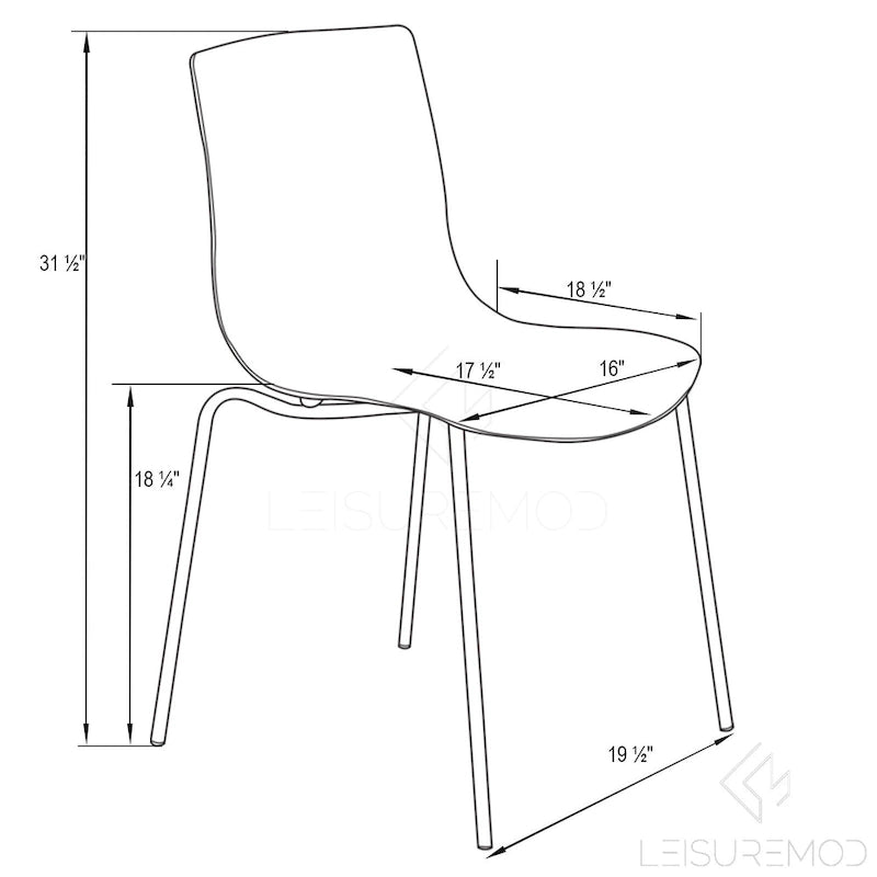Chaise de salle à manger en acrylique Astor avec pieds chromés Chaise d'appoint moderne Design « Vagues »