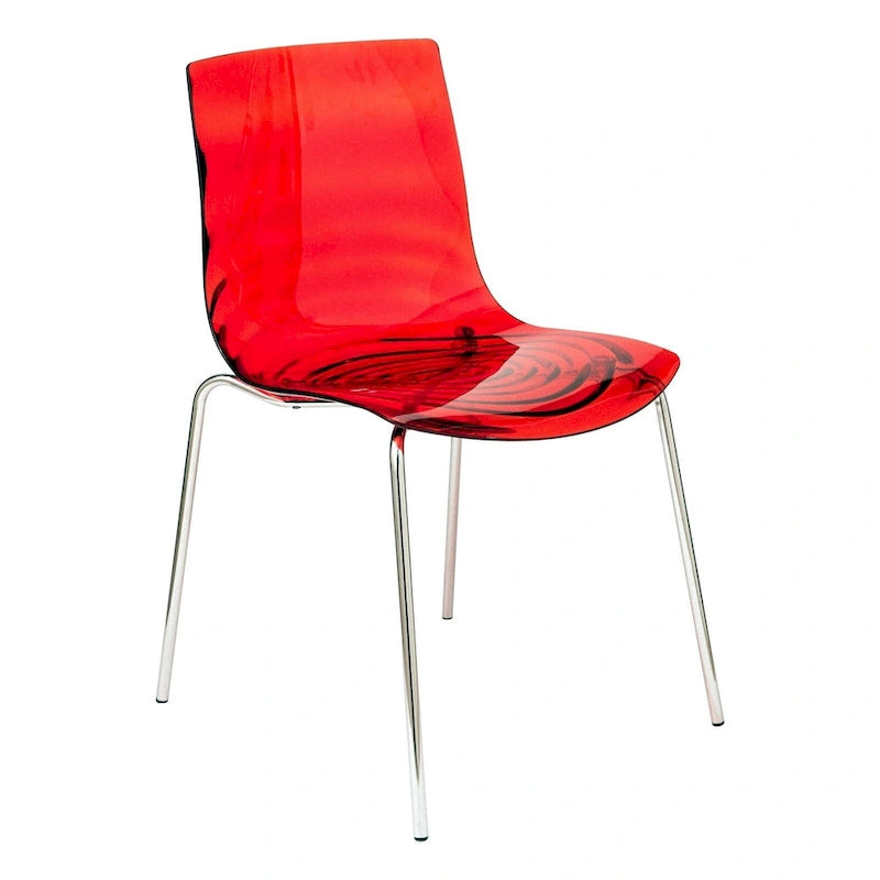 Chaise de salle à manger en acrylique Astor avec pieds chromés Chaise d'appoint moderne Design « Vagues »