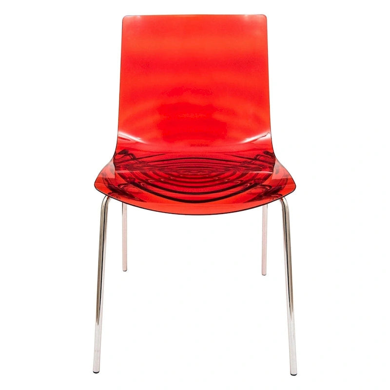Chaise de salle à manger en acrylique Astor avec pieds chromés Chaise d'appoint moderne Design « Vagues »