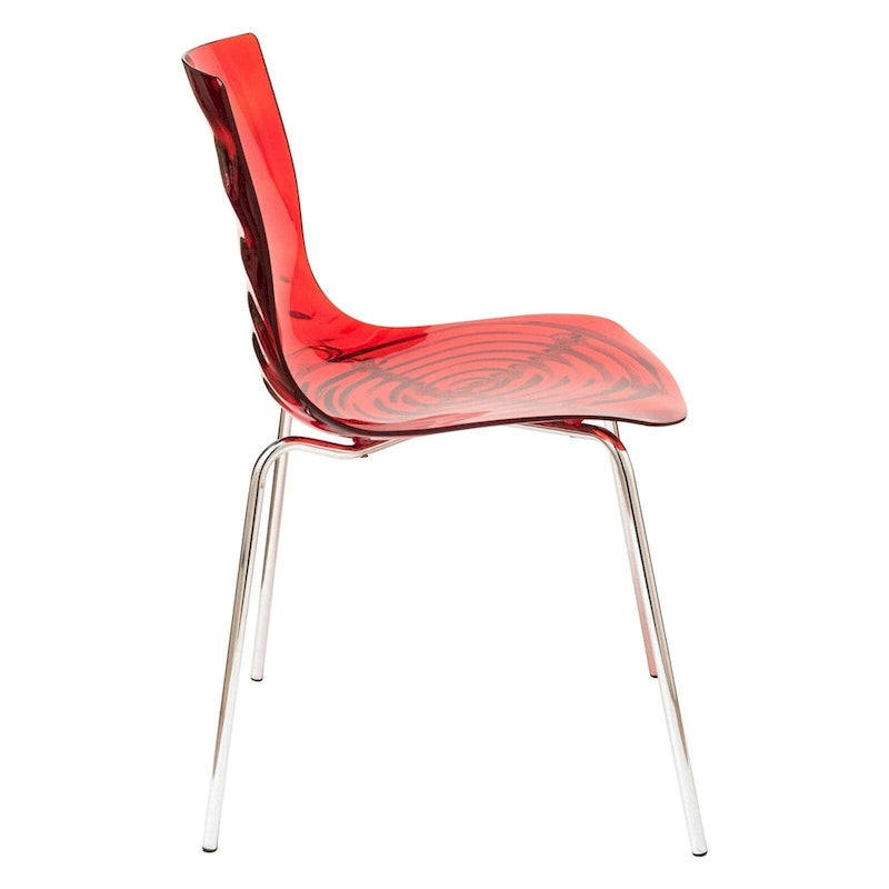 Chaise de salle à manger en acrylique Astor avec pieds chromés Chaise d'appoint moderne Design « Vagues »