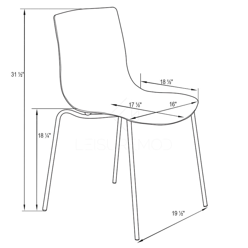 Chaise de salle à manger en acrylique Astor avec pieds chromés Chaise d'appoint moderne Design « Vagues »