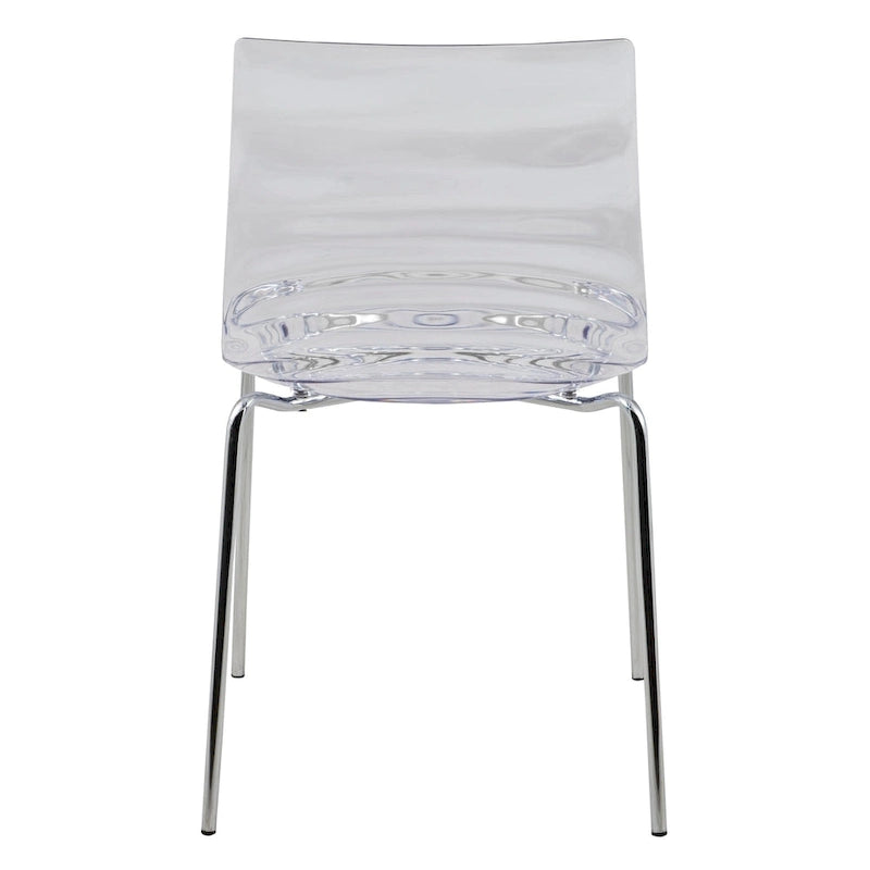 Chaise de salle à manger en acrylique Astor avec pieds chromés Chaise d'appoint moderne Design « Vagues »