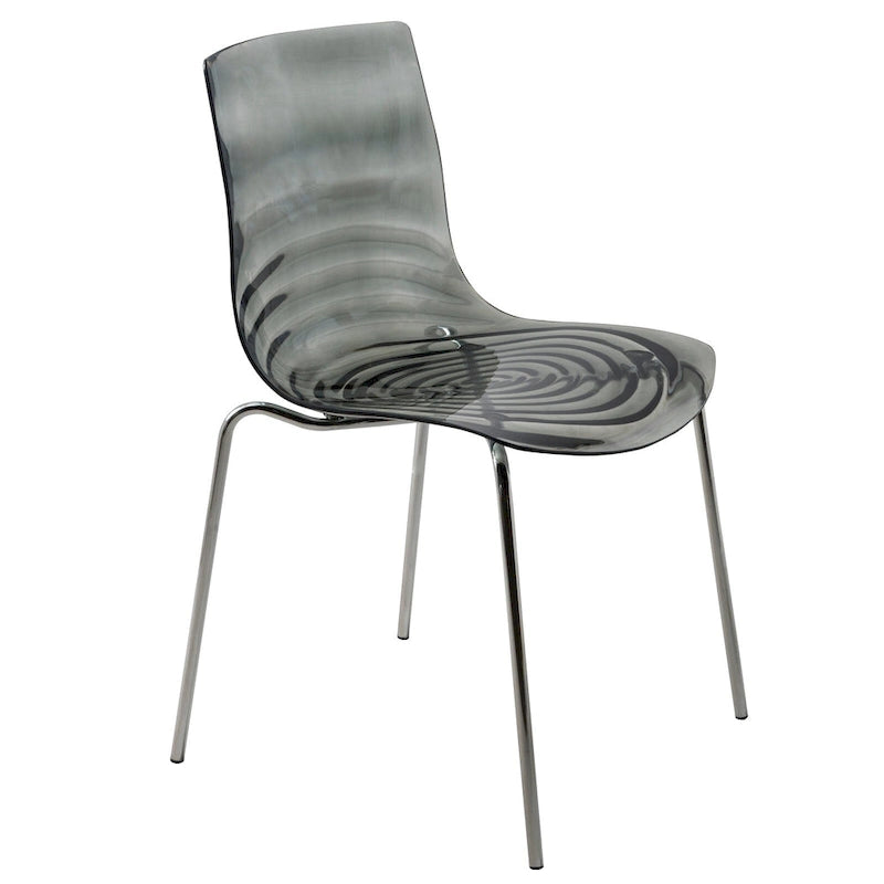 Chaise de salle à manger en acrylique Astor avec pieds chromés Chaise d'appoint moderne Design « Vagues »