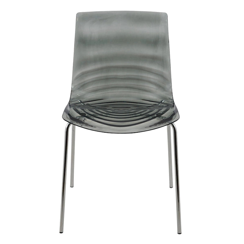 Chaise de salle à manger en acrylique Astor avec pieds chromés Chaise d'appoint moderne Design « Vagues »
