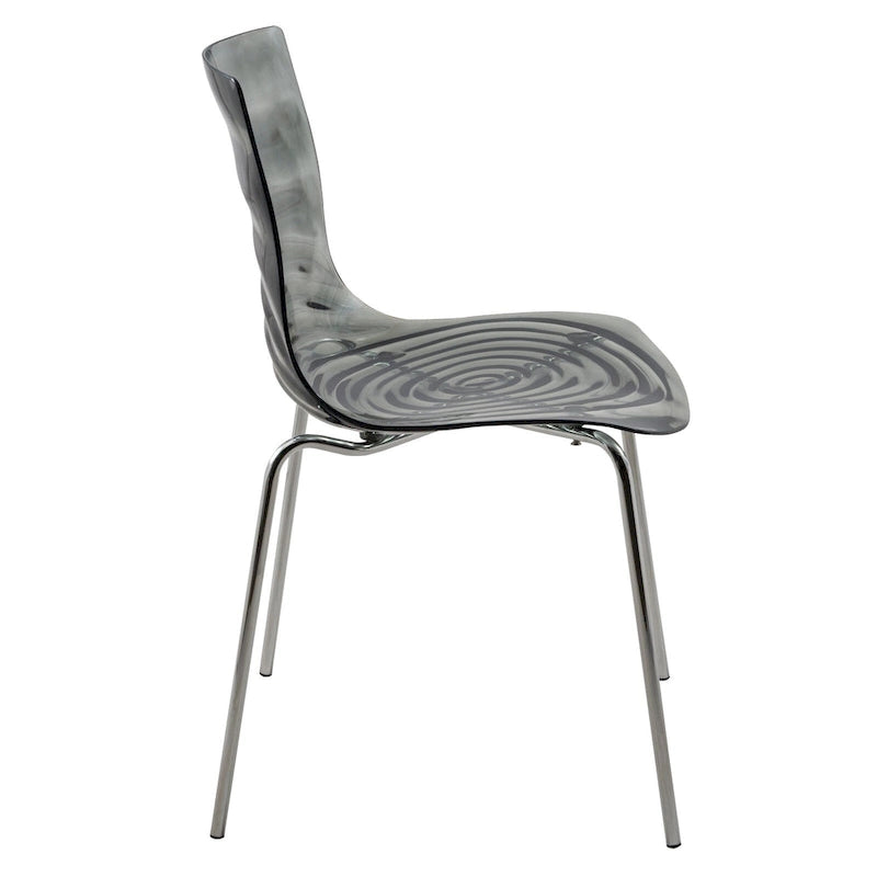 Chaise de salle à manger en acrylique Astor avec pieds chromés Chaise d'appoint moderne Design « Vagues »