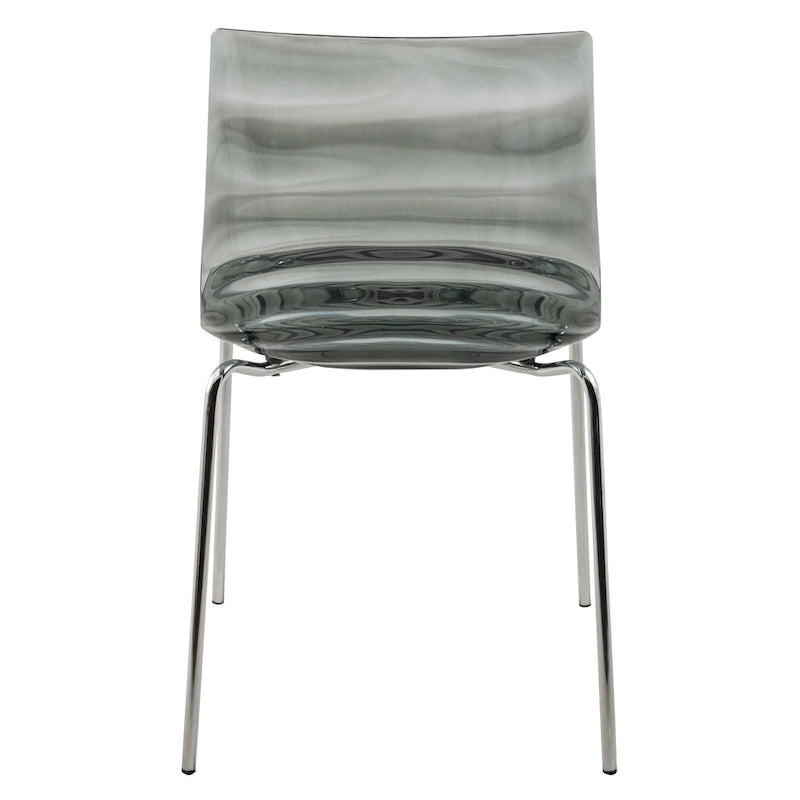Chaise de salle à manger en acrylique Astor avec pieds chromés Chaise d'appoint moderne Design « Vagues »