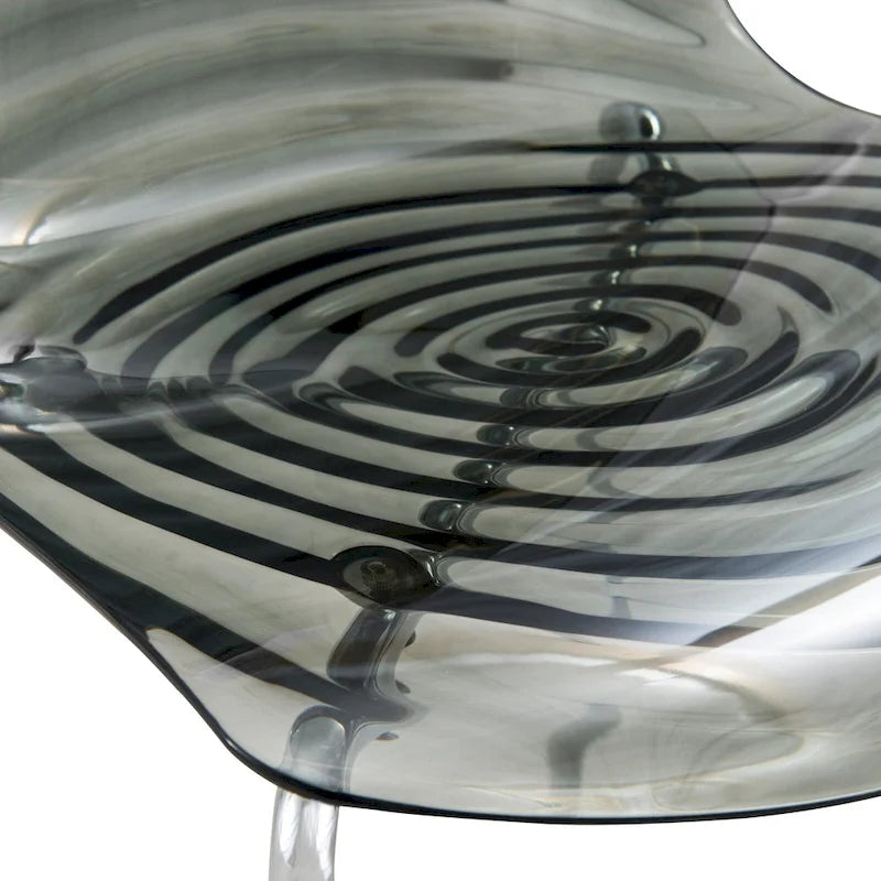 Chaise de salle à manger en acrylique Astor avec pieds chromés Chaise d'appoint moderne Design « Vagues »
