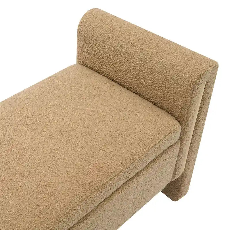 Banc de rangement en tissu Teddy moderne Athena avec accoudoirs