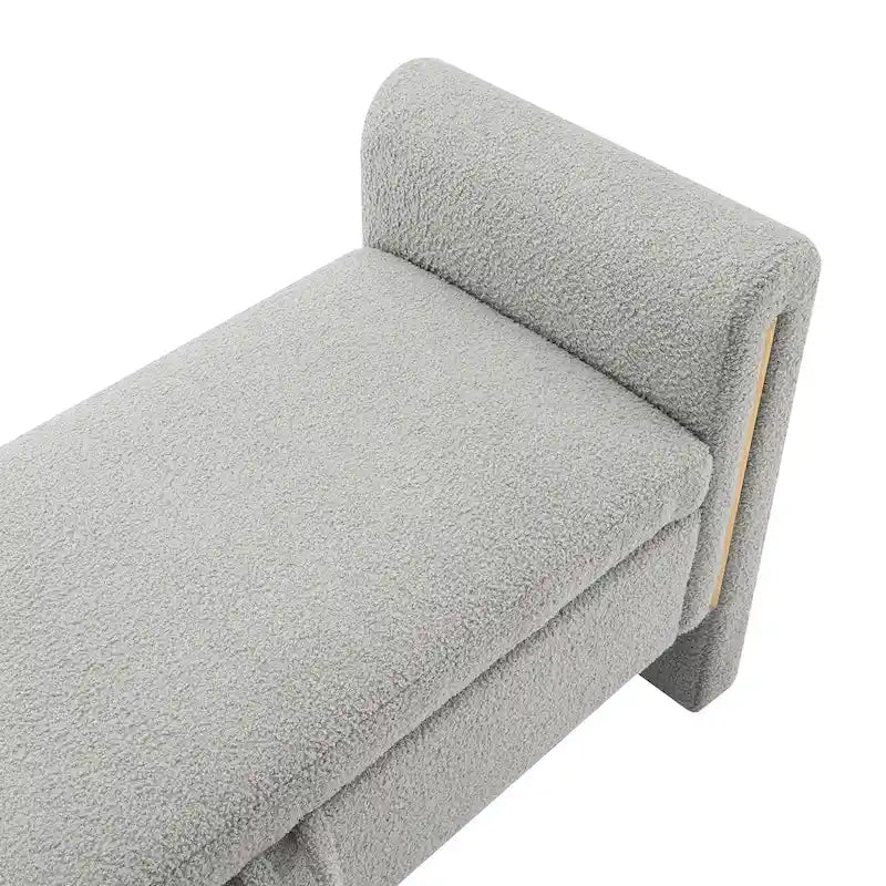 Banc de rangement en tissu Teddy moderne Athena avec accoudoirs