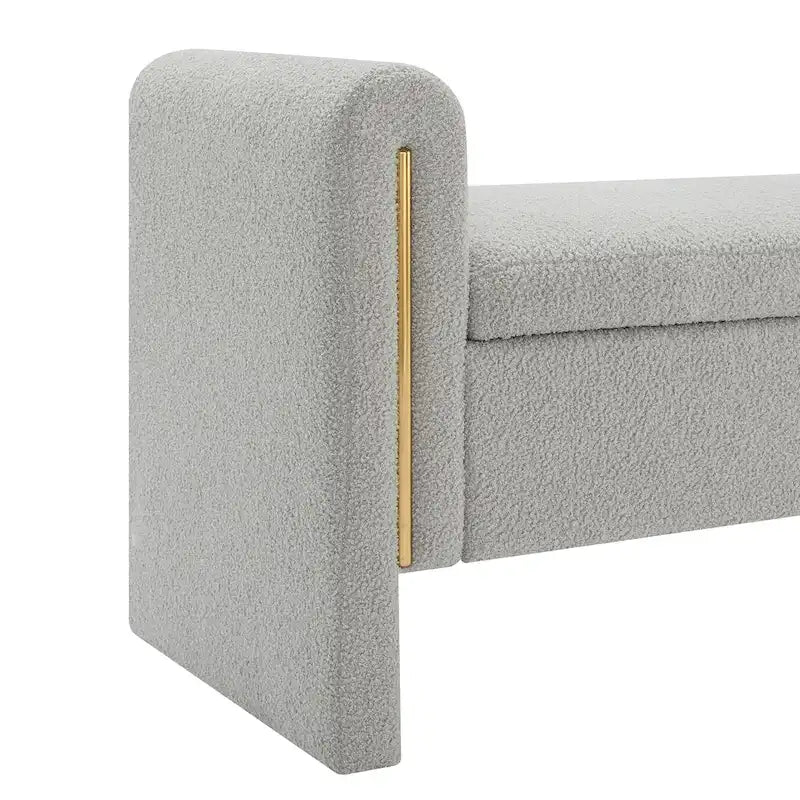 Banc de rangement en tissu Teddy moderne Athena avec accoudoirs