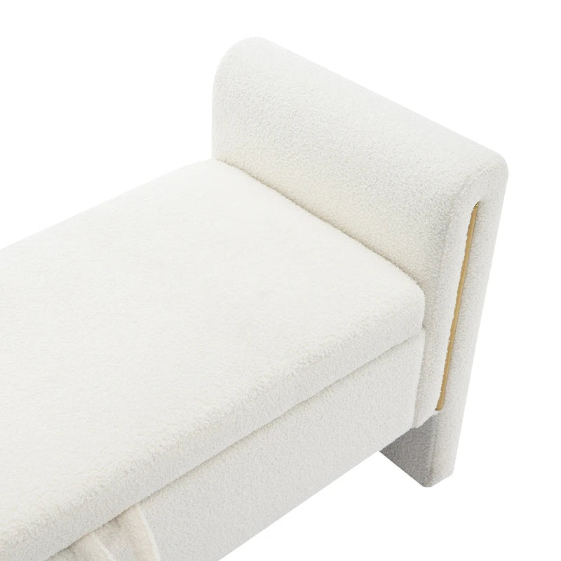 Banc de rangement en tissu Teddy moderne Athena avec accoudoirs