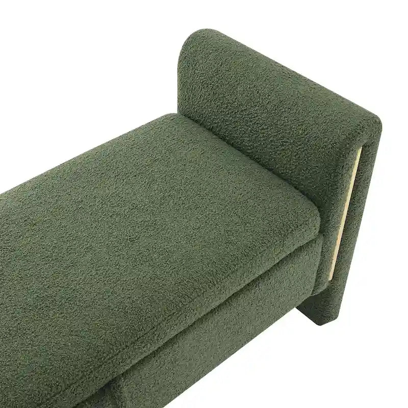 Banc de rangement en tissu Teddy moderne Athena avec accoudoirs