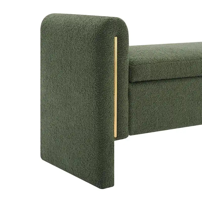 Banc de rangement en tissu Teddy moderne Athena avec accoudoirs