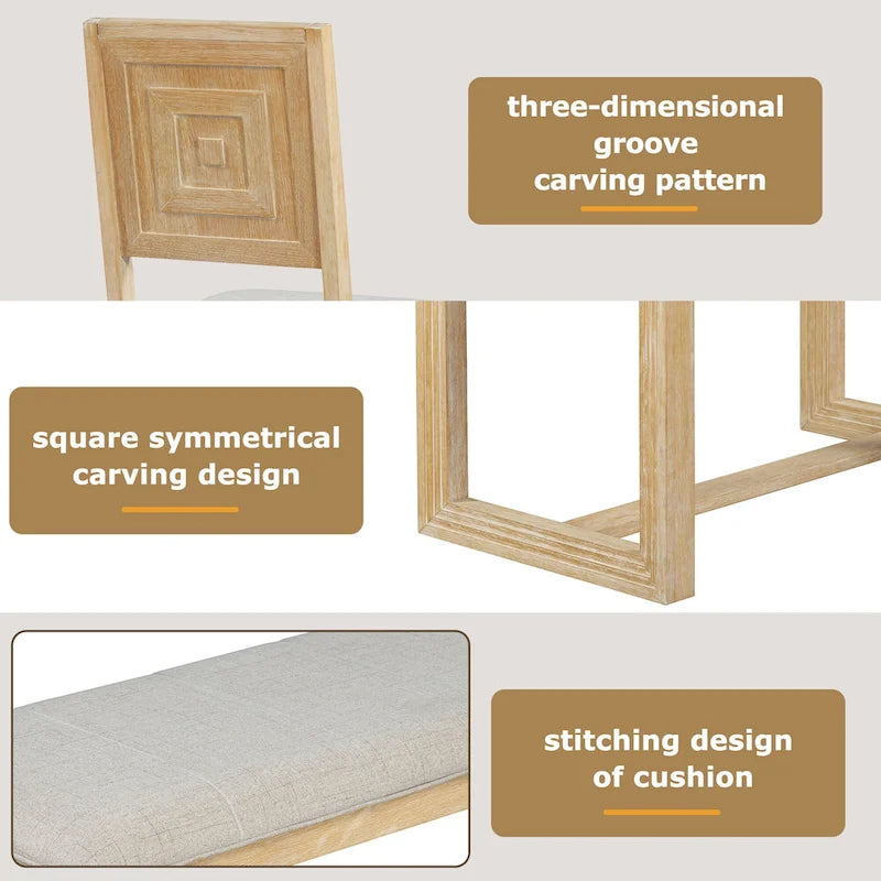 Ensemble de 6 chaises de salle à manger, ensemble de meubles de cuisine en bois avec table rectangulaire en bois d'acacia, 4 chaises et 1 banc