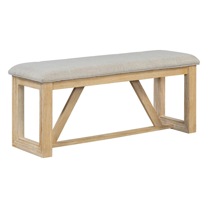 Ensemble de 6 chaises de salle à manger, ensemble de meubles de cuisine en bois avec table rectangulaire en bois d'acacia, 4 chaises et 1 banc