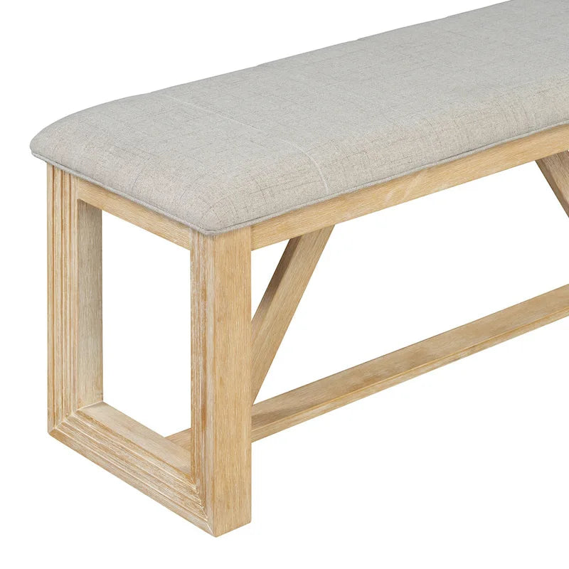Ensemble de 6 chaises de salle à manger, ensemble de meubles de cuisine en bois avec table rectangulaire en bois d'acacia, 4 chaises et 1 banc