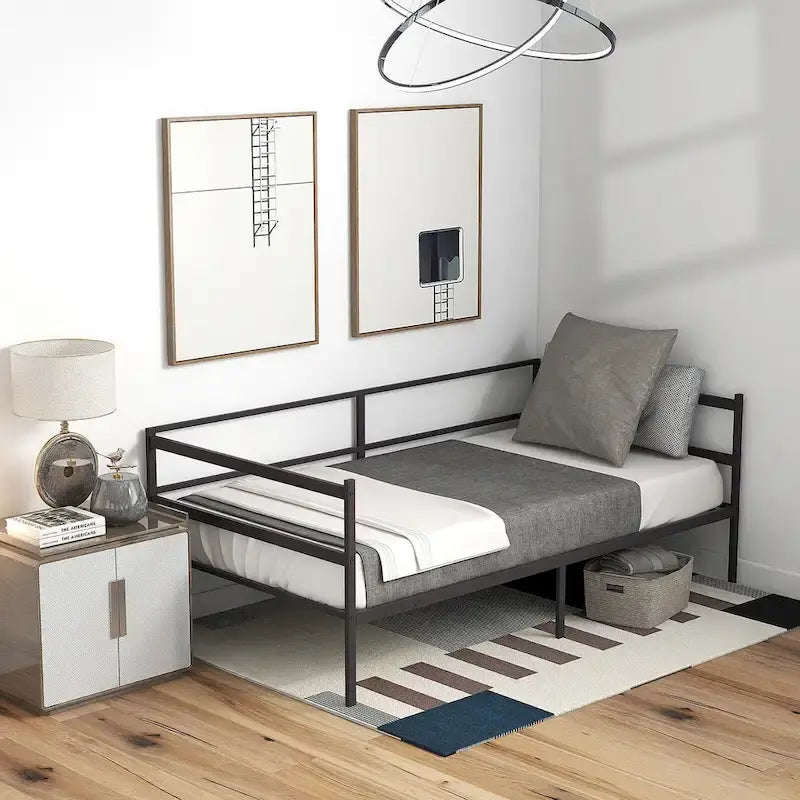 Gymax Twin Metal Daybed Frame Dual-use Platform Sofa Bed for Living