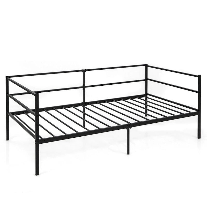 Cadre de lit de repos double en métal, lit plate-forme convertible en canapé pour le salon