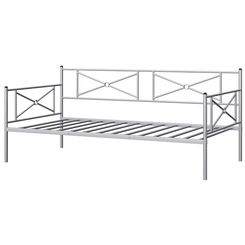 Cadre de lit de repos en métal Taille double Support à lattes pour matelas