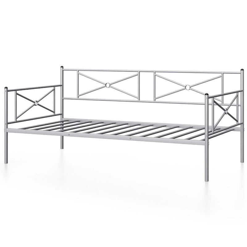Cadre de lit de repos en métal Taille double Support à lattes pour matelas