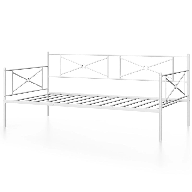 Cadre de lit de repos en métal Taille double Support à lattes pour matelas