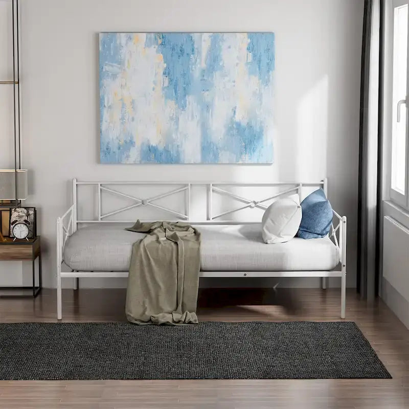 Cadre de lit de repos en métal Taille double Support à lattes pour matelas