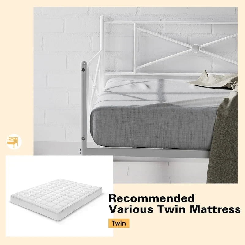 Cadre de lit de repos en métal Taille double Support à lattes pour matelas