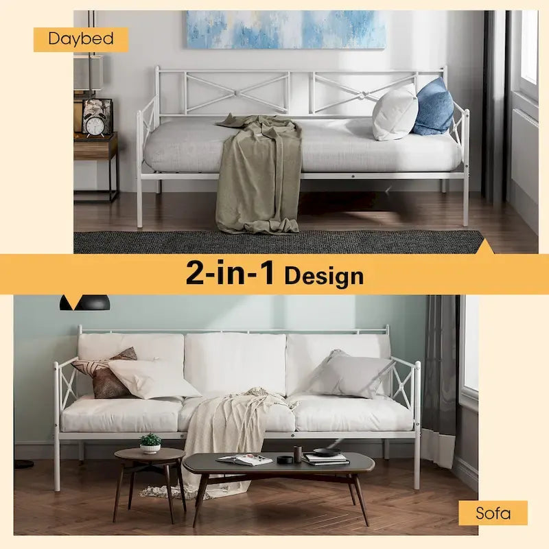 Cadre de lit de repos en métal Taille double Support à lattes pour matelas