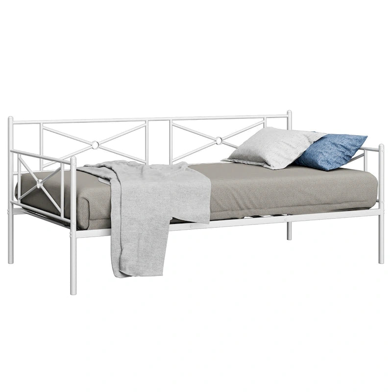 Cadre de lit de repos en métal Taille double Support à lattes pour matelas