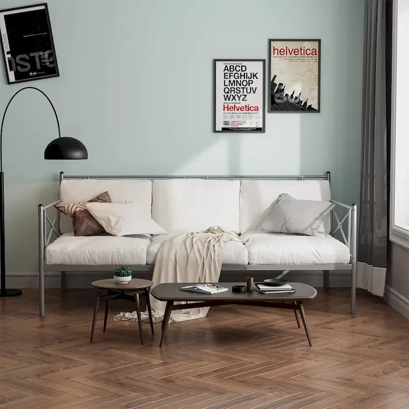Cadre de lit de repos en métal Taille double Support à lattes pour matelas