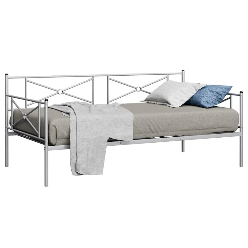 Cadre de lit de repos en métal Taille double Support à lattes pour matelas