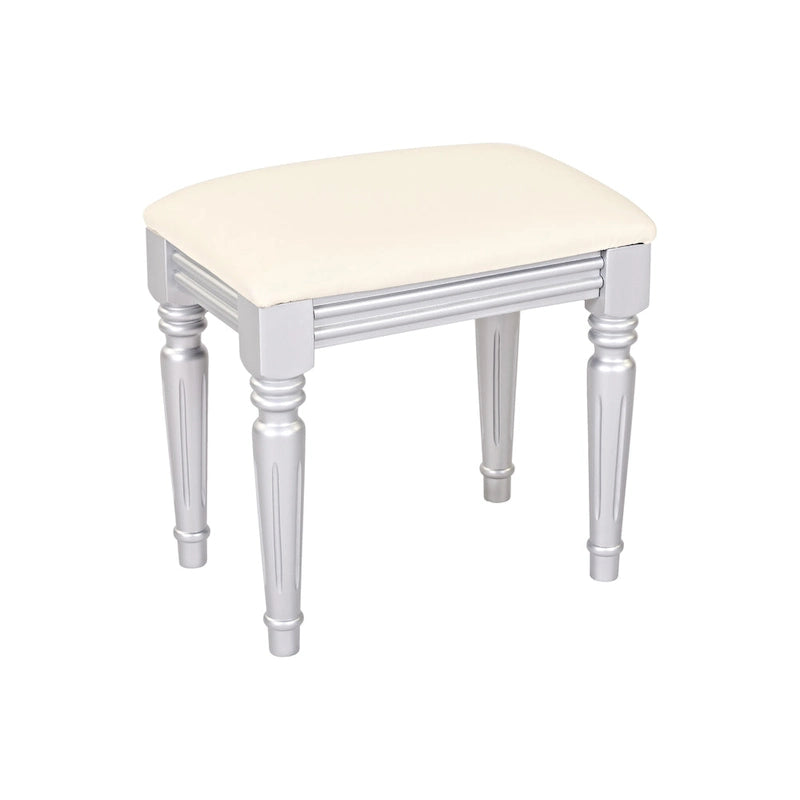 Coiffeuse de luxe avec miroir rond, réglable en hauteur, élégante, 4 tiroirs et tabouret