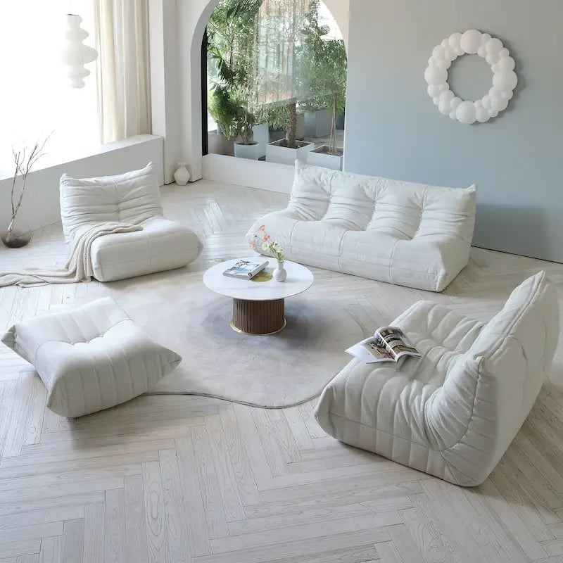 Ensembles de canapés paresseux en tissu Teddy pour chambre à coucher, salon, chaise longue confortable et canapé de sol