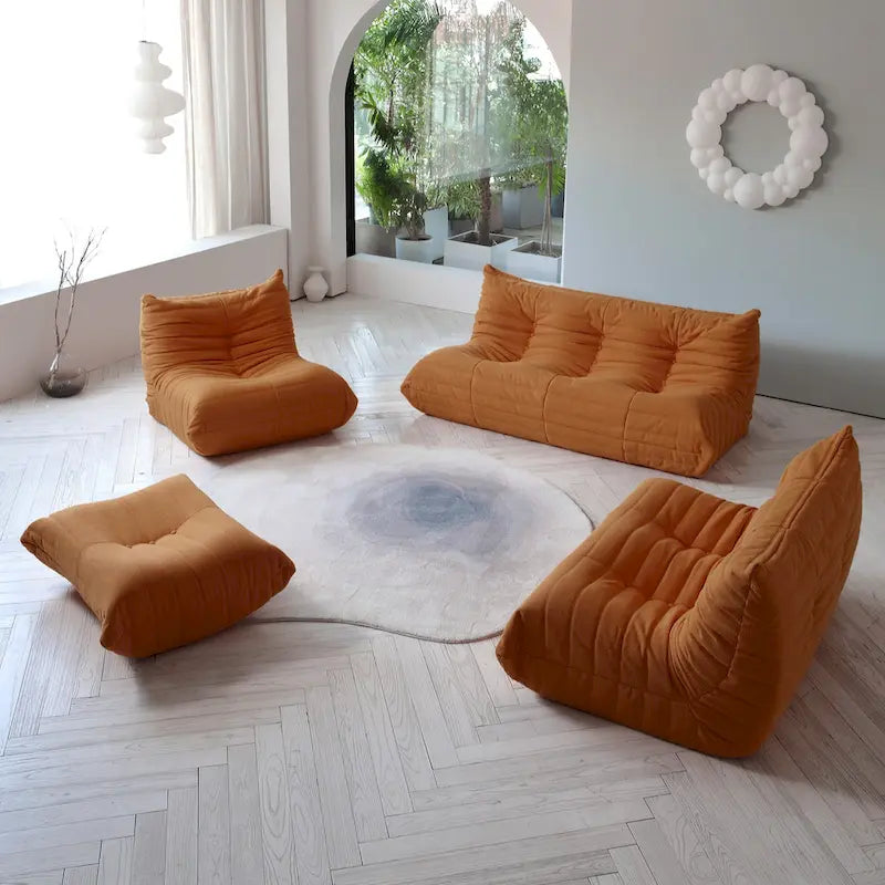 Ensembles de canapés paresseux en tissu Teddy pour chambre à coucher, salon, chaise longue confortable et canapé de sol
