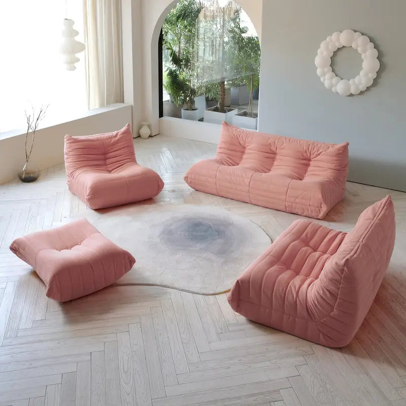 Ensembles de canapés paresseux en tissu Teddy pour chambre à coucher, salon, chaise longue confortable et canapé de sol