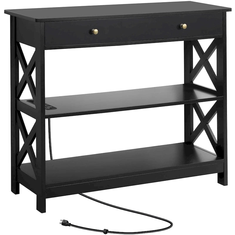 Console en bois avec prise de courant pour entrée