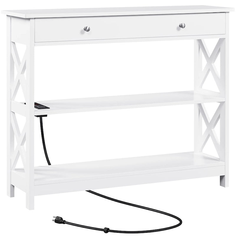 Console en bois avec prise de courant pour entrée