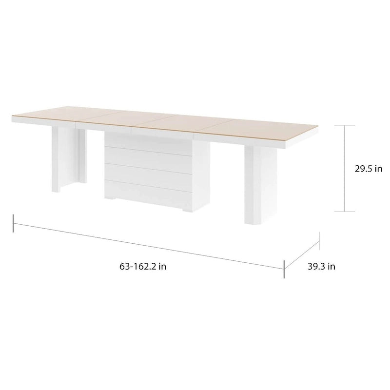 Table à manger moderne extensible laquée brillante