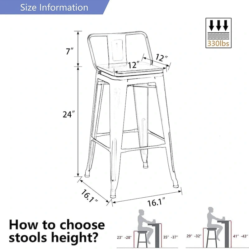 tabourets de bar noirs, tabourets de bar avec dossiers 24 26 pouces