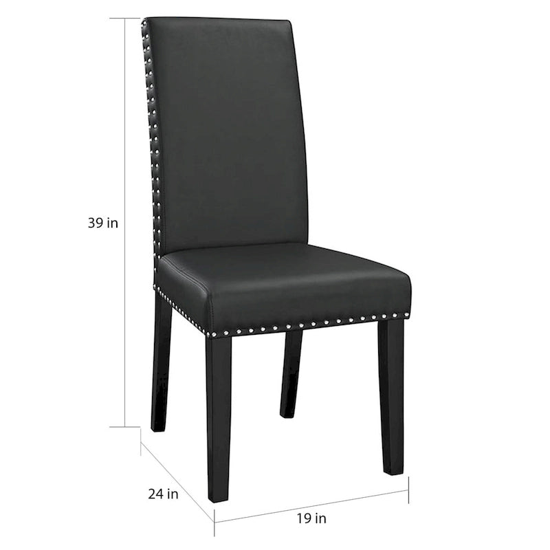Chaise de salle à manger Parson Milton noire à têtes de clou