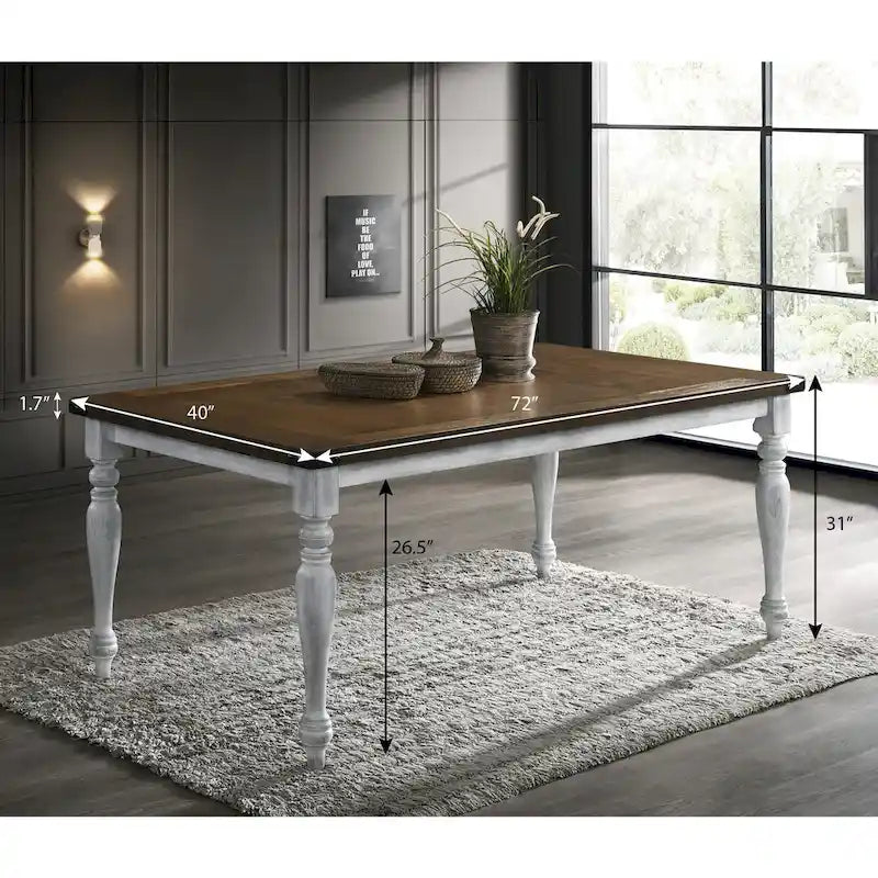 Table de salle à manger Salines avec 6 chaises rembourrées, blanc rustique et chêne